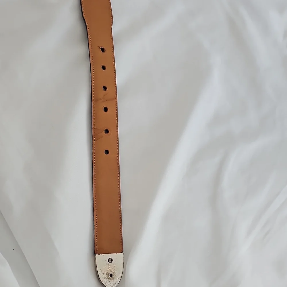 Onyx Black Leather Belt with Gold-Tone Western Buckles